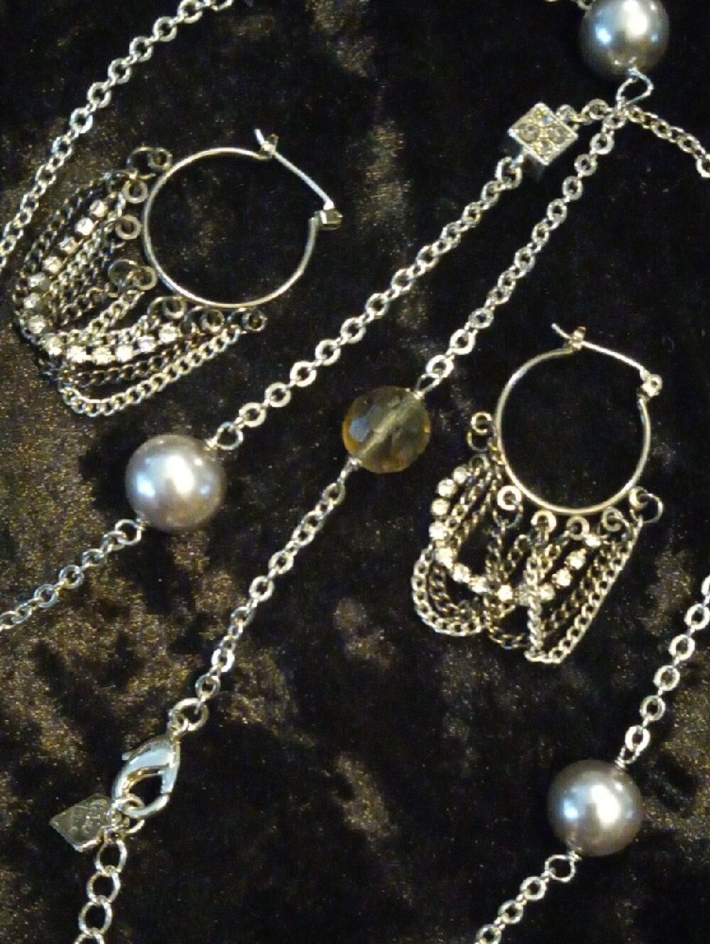 Cookie Lee Silver-Tone Beaded Necklace & Matching Hoop Earrings - Picture 2 of 13